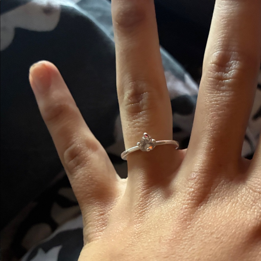 Pandora Silver Ring with Clear Gemstone